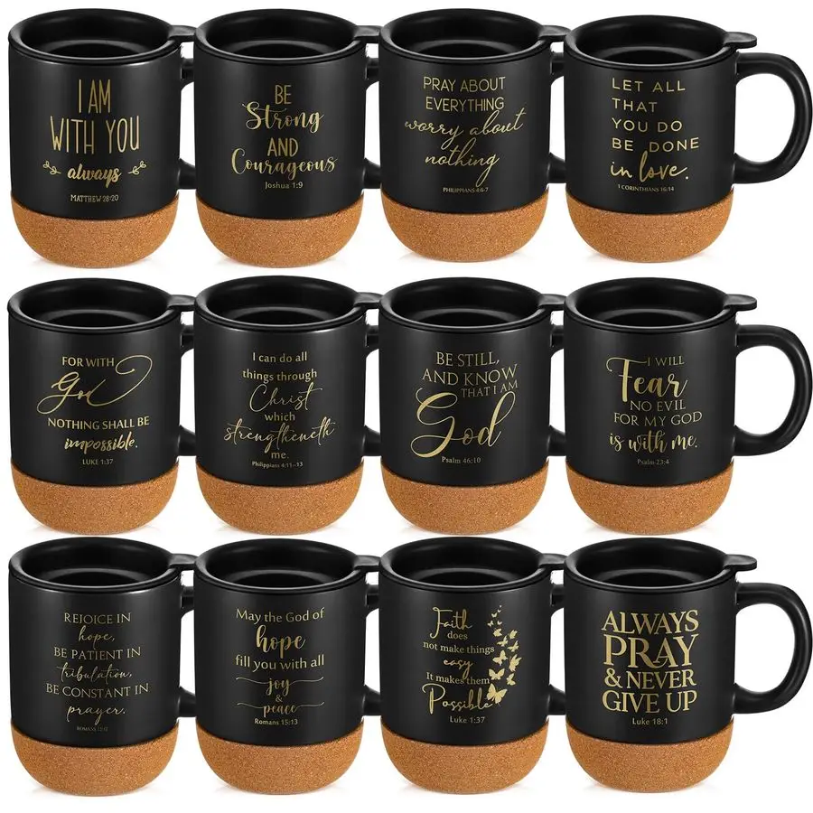 

Pcs Christian Mugs Bulk 15 oz Religious Cup Cork Bottom Coffee Mug with Verse Employee Appreciation Gifts for Women Men Coworker