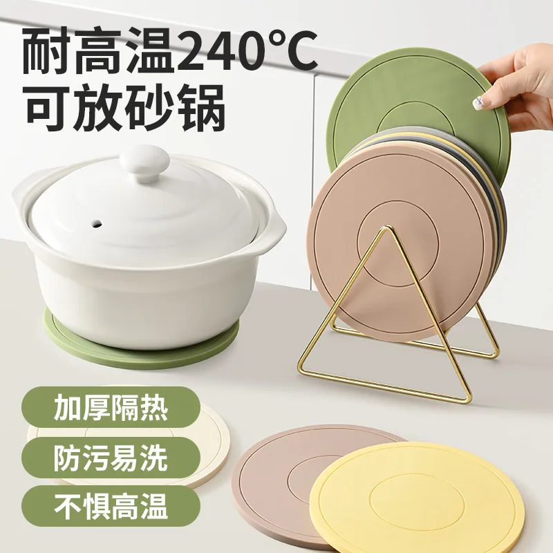 

Placemats Set of 6, Silicone Trivets, Heat Resistant Pads, with 1 Gold Triangle Holder for Kitchen Hot Pots and Pans Coaster