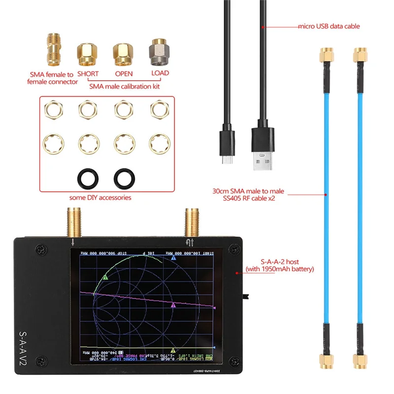

A75P-Nanovna S-A-A V2 Vector Network Analyzer 2.8 Inch Spectrum Analyzer Supports 50Khz-3Ghz Antenna Network Analyzer