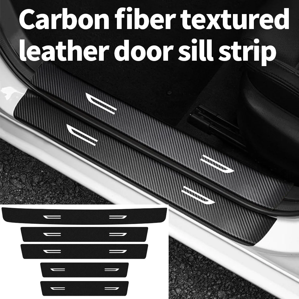 Car Door Sill Strip White Blade-Shaped Personalized Creative Door Step Anti-Scratch Protective Sticker Decoration
