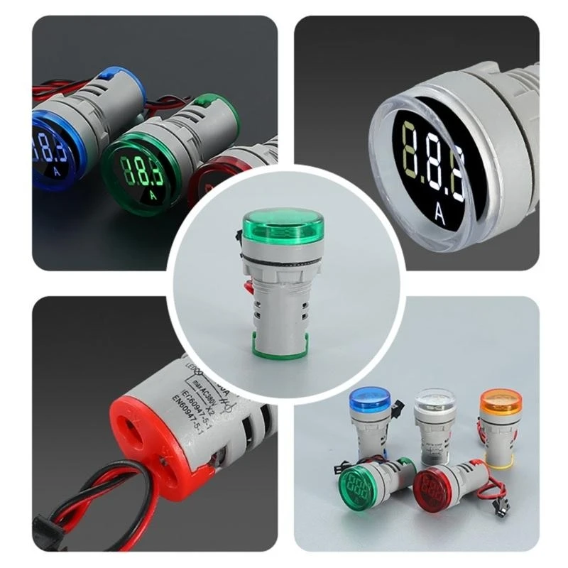 Digital Display Current 22mm Round Head LED Current Tester 0-100A Ammeter Monitors Gauge Meter Tester Panel