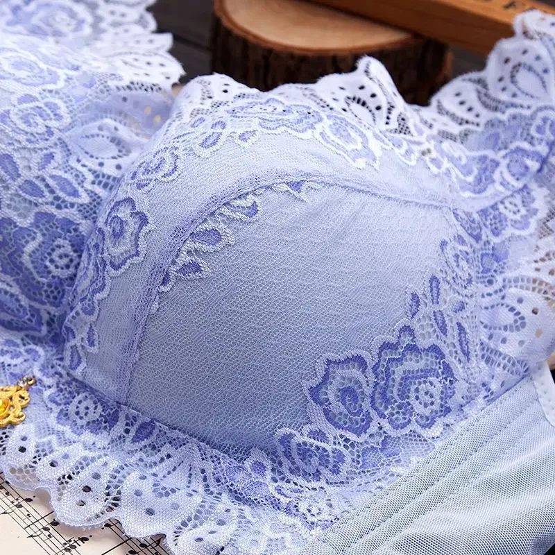 Sujetador Push Up de encaje para mujer, Bralette bordado Floral, ropa interior femenina, ropa interior para niñas