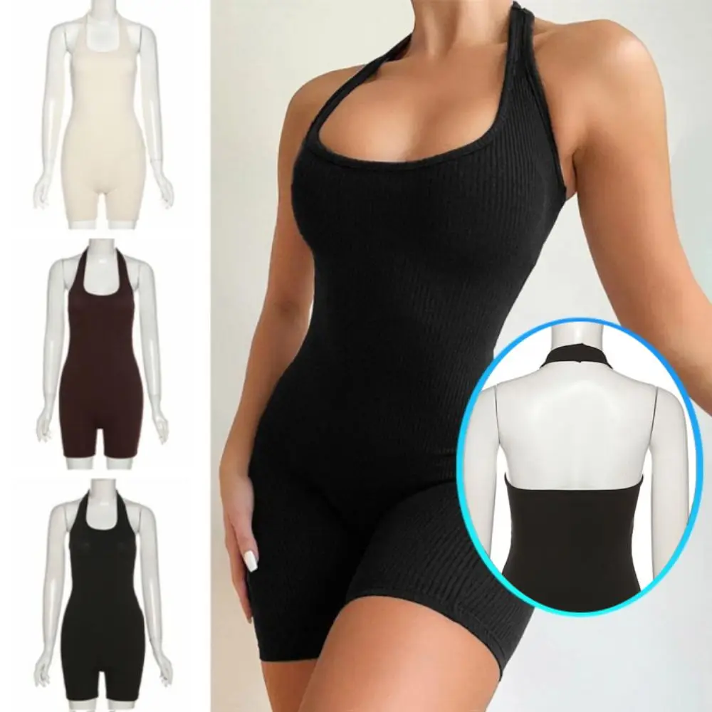 シンプルなおなかコントロール痩身ボディスーツ薄型シームレスボディシェイパー女性ノースリーブバットリフティングジャンプスーツシェイプウェアスポーツ