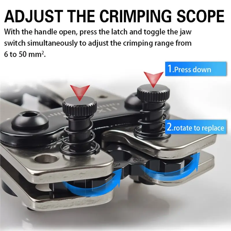 ABXF-Professional HX-50B 6-50Mm² Rotating Dies Crimping Pliers For Copper Lugs With 120Pcs Electrical Terminals Set