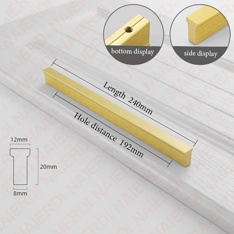 NAIERDI Schwarz Lange Möbel Griff Amerikanischen Stil Gold Küche Schrank Zieht 600-1200mm T Bar Aluminium Legierung Schränke griffe