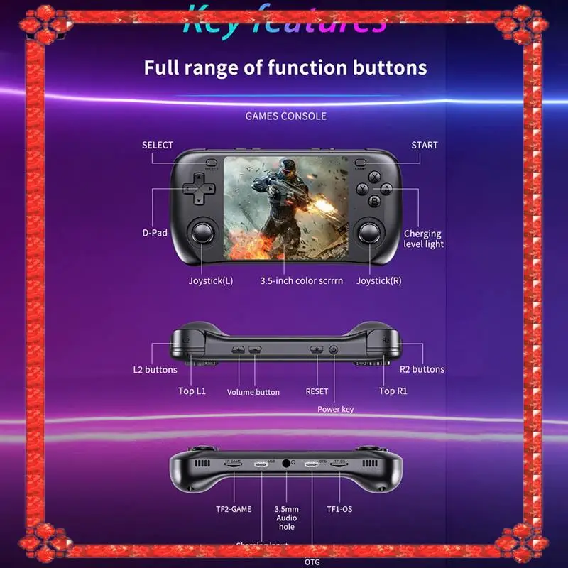 تسليم 24 ساعة H36S 3.5 بوصة جيب وحدة تحكم بجهاز لعب محمول 64G لمحاكيات ألعاب الفيديو المحمولة PSP/PS1/GBA/SNES/NES #5