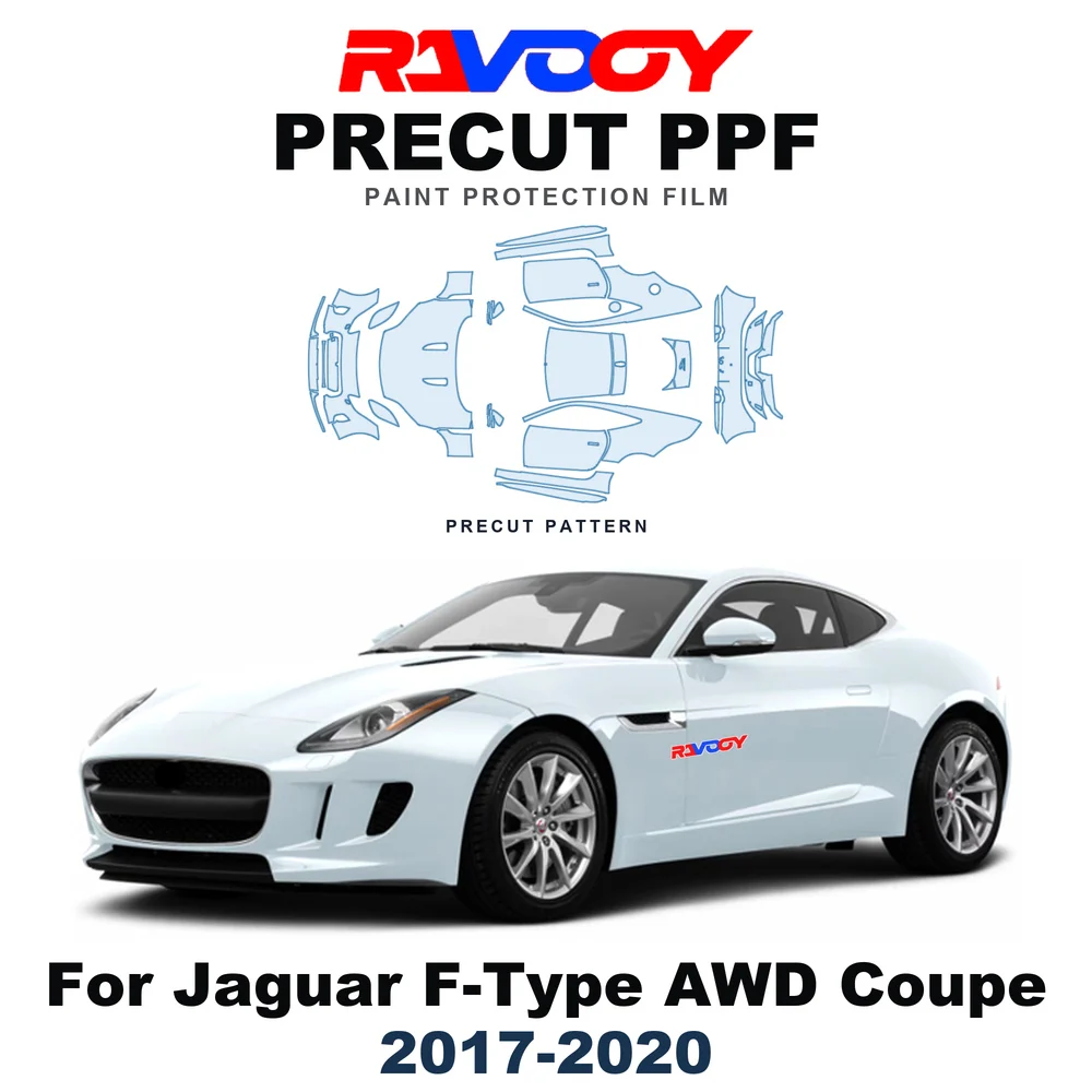 Precut PPF For Jaguar F-Type Base AWD Coupe 2017-2020 8.5mil TPU Paint Protection Film Hood Bonnet Bumper Headlight Self-Healing