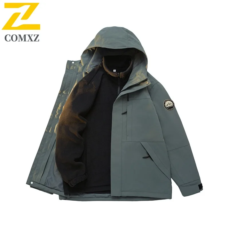 سترة COMXZ للرجال للاستخدام الخارجي، سترة خريفية خفيفة الوزن بغطاء للرأس ومقاومة للرياح ومريحة للاستخدام اليومي #3