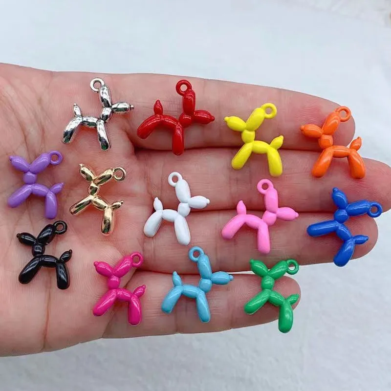 13pcs 19*15mm 13colors 3D Balloon Dog Metal Charms Pendant Earring Bracelet DIY Necklace Jewelry Making