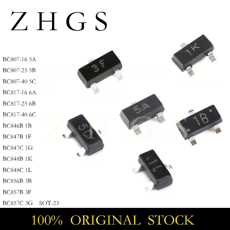 100PCS BC847C SOT BC847 SOT-23 1G BC847B BC846B BC848B BC848C BC856B BC857B BC857C BC817-40 BC817-25 BC807-40 BC807-25 -16