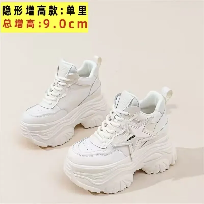 

New Dad Chunky Sneakers Casual Vulcanized Shoes Woman High Platform Sneakers Lace Up White Sneakers Women zapatillas de mujer