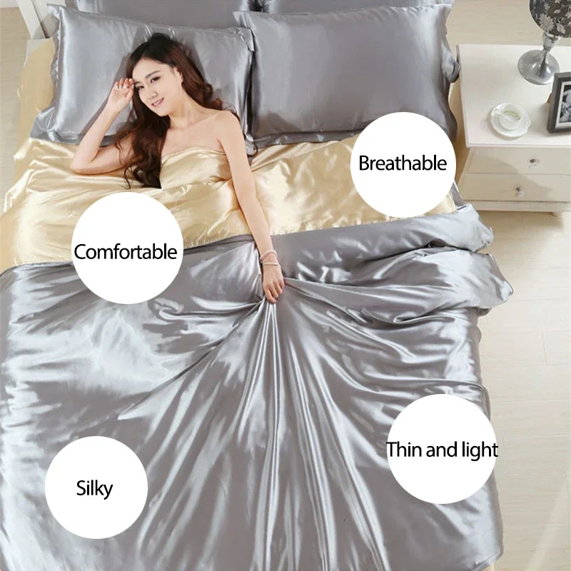 pure satin silky bedding set Home Textile King size bed set bed clothes duvet cover flat sheet pillowcases Wholesale