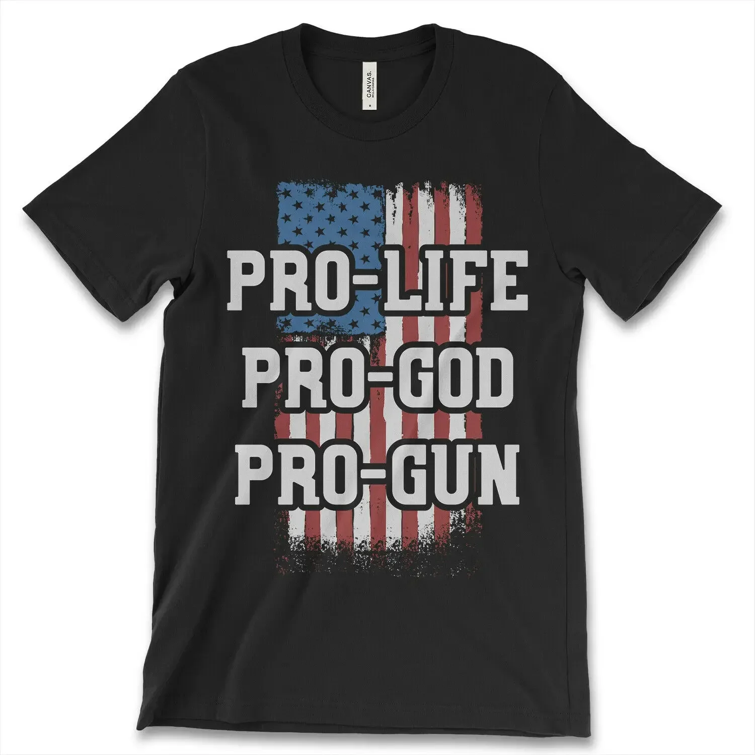 Pro Life Pro God Pro Gun USA Flag 2nd Amendment T-Shirt 100% Cotton O-Neck Summer Short Sleeve Casual Mens T-shirt Size S-3XL
