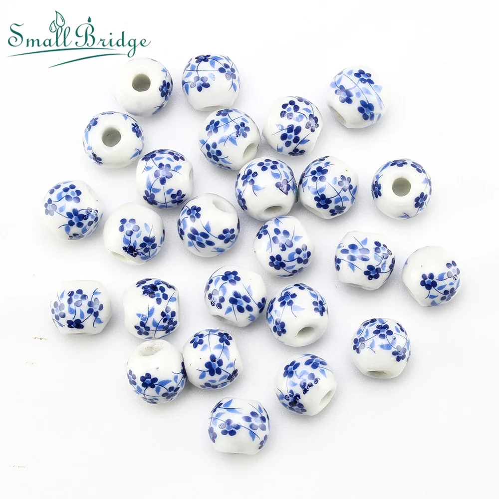 8 10MM Retro Color Ceramic Beads For Bracelet Jewelry Making DIY Accessories Applique Round Smooth Pattern Porcelain Bead Crafts