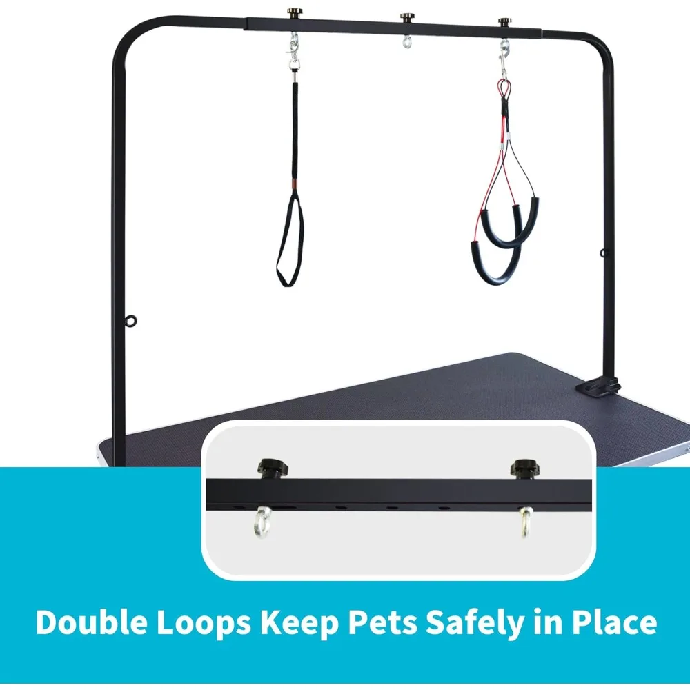 شحن مجاني - طاولة العناية بالكلاب الأليفة مقاس 46 بوصة مع سلال |   طاولة تشذيب العناية بالسلالات الكبيرة، نسخة مطورة