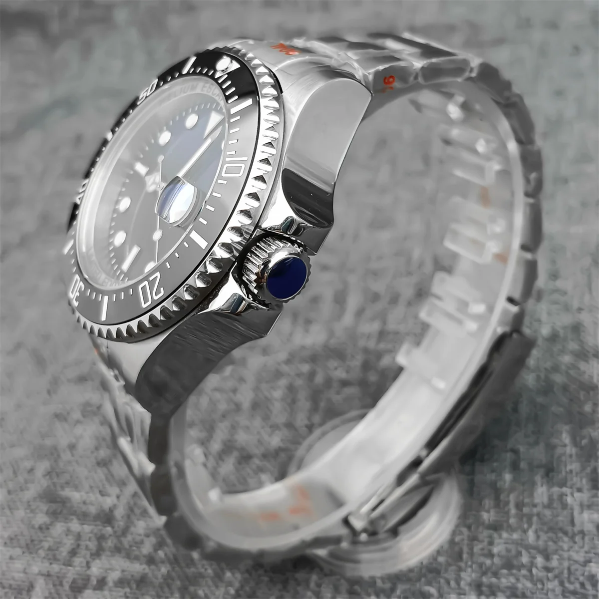 Relógio mecânico submersível masculino, vidro de safira nh35a pt5000, movimento 43mm, caixa de aço 316l, pulseira com trava deslizante, moldura de cerâmica