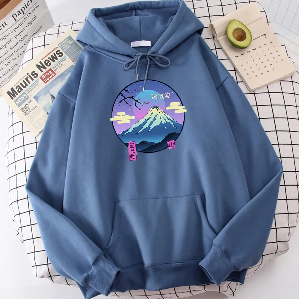 

Men's Hooded Hip Hop S-Xxl Hoodies Autumn Fleece Hoodie Fashion Casual Tracksuit Vaporwave Mount Fuji Memorial Ukiyo E Print