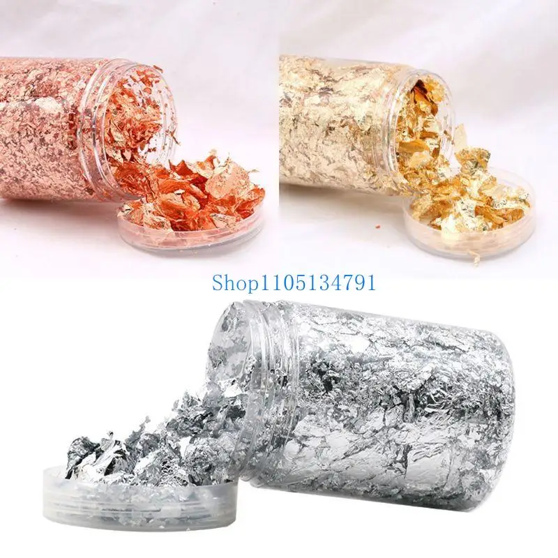 

98 км 3 бутылки золотые фольга Foil Foil для смолы металлические листья. Цветовые хлопья фольги для рисования искусства смолы и