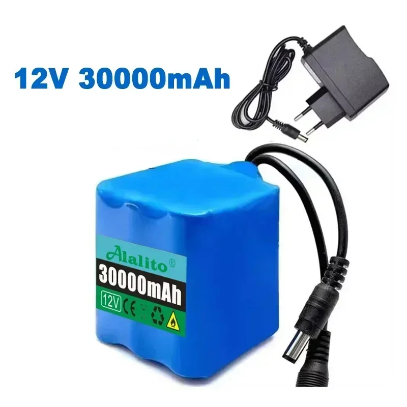 Portable Super 12V 20Ah-50Ah Battery 3S5P Rechargeable Lithium Ion Battery Pack Capacity DC 12.6v10Ah CCTV Cam Monitor+Charger