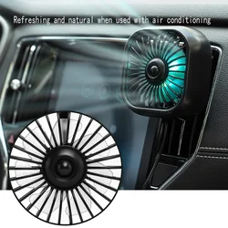 Mini ventola per auto ricarica USB luce a LED multifunzionale ventola Turbo a sette pale presa d'aria per auto Mini ventilatore elettrico fornitura per auto