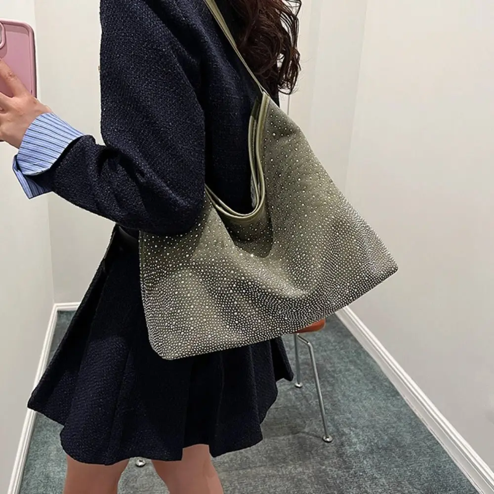 

Элегантная блестящая сумка на плечо со стразами, роскошная женская сумка-тоут с кристаллами и бриллиантами, блестящая вечерняя сумка большой вместительности для вечеринок
