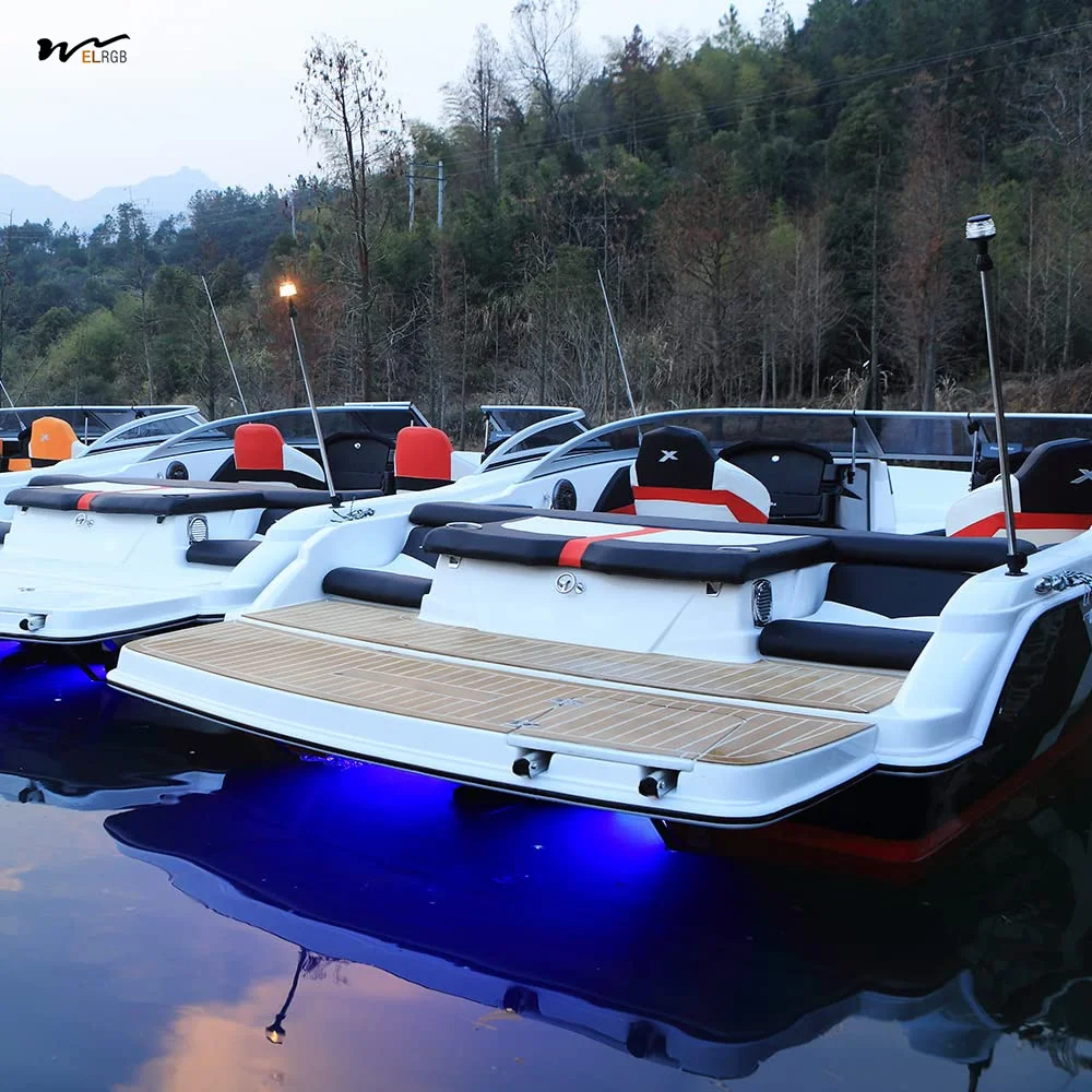 ثنائي اللون 42LED أضواء القارب الذكية IP68 مقاوم للماء ضوء تحت الماء مع زر واحد التحكم مستوى اللون الأزرق الأبيض للبحرية