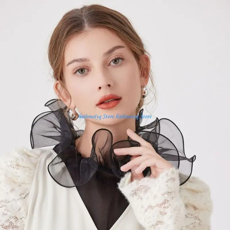 573B Multipurpose Clothing Accent Piece Breathable Polyester Collar Insert Adjustable Half Shirt Collar For Sweaters Blouses