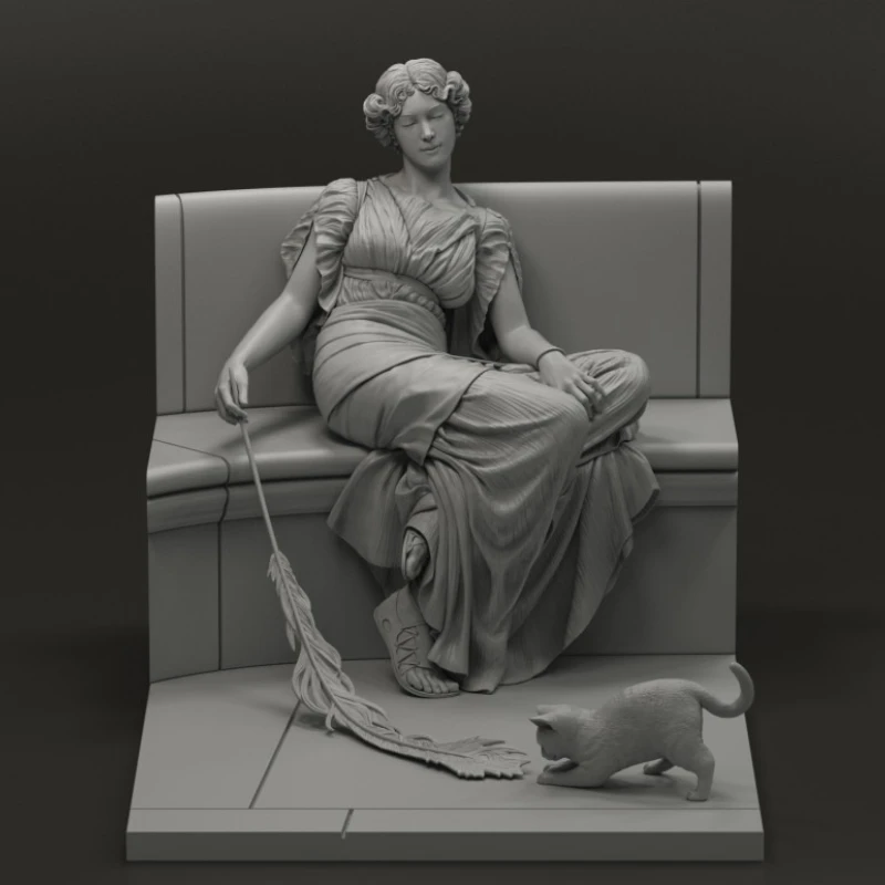 Zestaw modelarski figurki z żywicy odlewanej ciśnieniowo w skali 1/24, 80 mm, Casual Beauty Tease Cat, hobby, miniaturowe zabawki, niezmontowany, niepomalowany, do samodzielnego montażu, diorama.