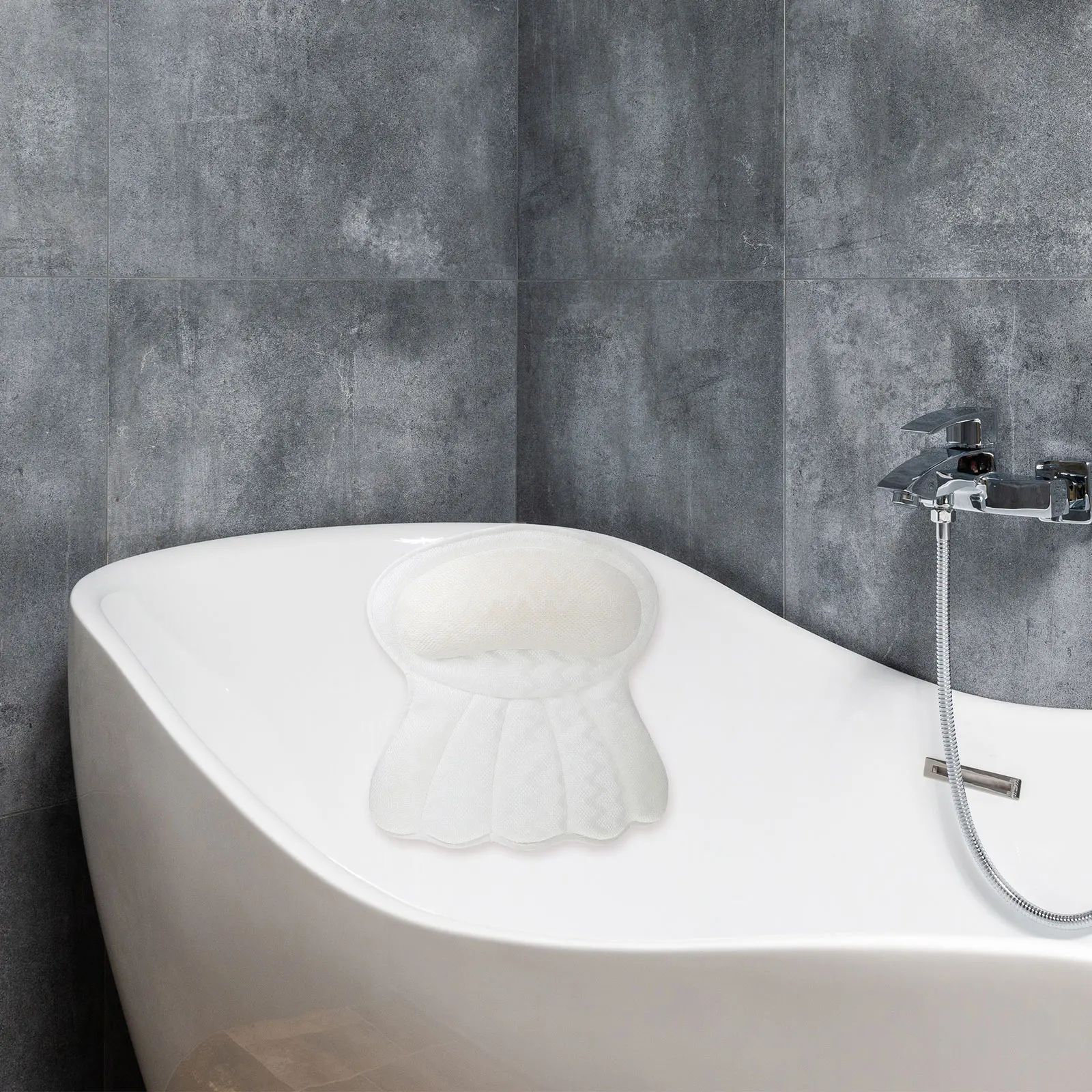 

Pillow Bathtub Neck Rest Durable Head Support Sucker Shower with Suction Cup Bathing Supply Men and Women