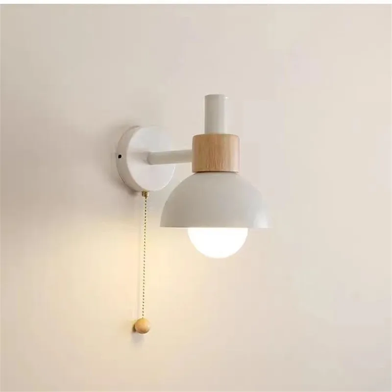 Bedroom Wall Lamp Modern Macaron Light for Living-room Background Wall Children's Room Corridor Balcony Sconces Pull Switch