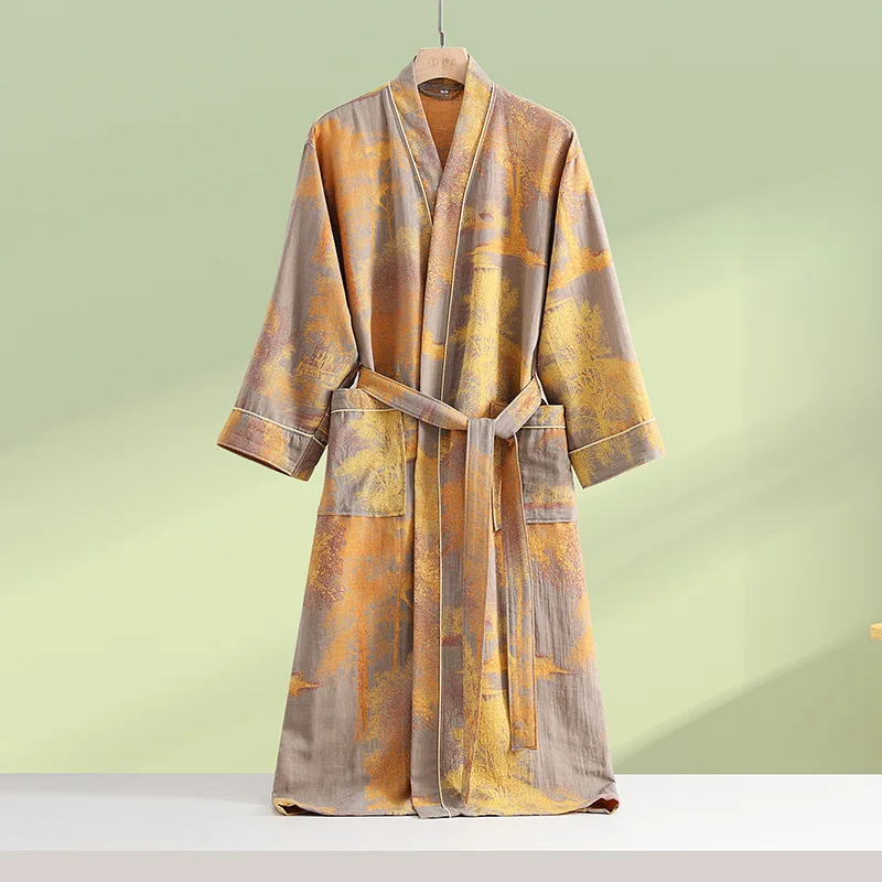 100% Cotton Women Bathrobe Honeycomb Waffle Dressing Gown Ladies Kimono Unisex Absorb Water Bath Robe Male Solid Hotel Robes