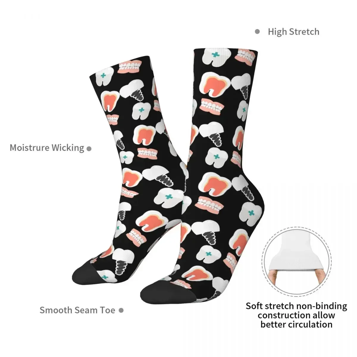 Dentist Pack And Dental Elements Socks Harajuku Super Soft Stockings All Season Long Socks Accessories for Man's Woman's Gifts