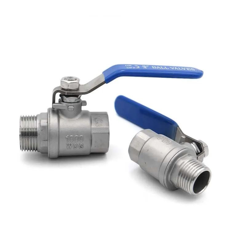 

SS304 Шаровой кран из двух частей из нержавеющей стали 1/4 "-2" BSP с внутренней и наружной резьбой, переключатель для воды, газа, масла, фитинговый адаптер