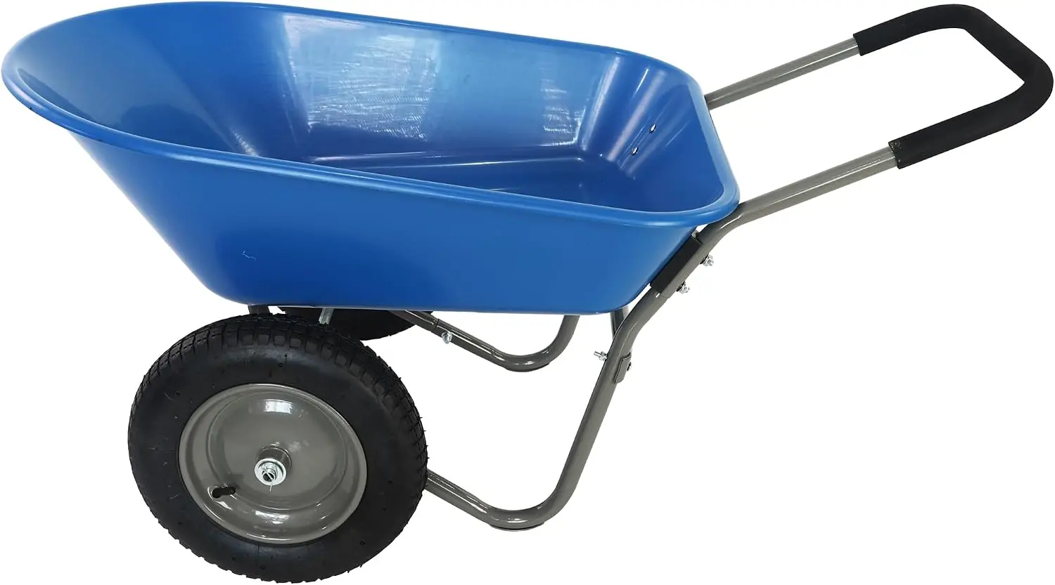Two Wheel Garden Wheelbarrow 15 Inch Pneumatic Rubber Tire Heavy Duty Utility Cart ABS Steel Tub Tray Yard Lawn Transport Outdoo