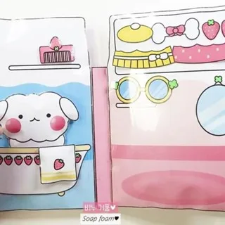 Cute cartoon strawberry milk parent-child handmade DIY materials homemade role-playing game toy book quiet book