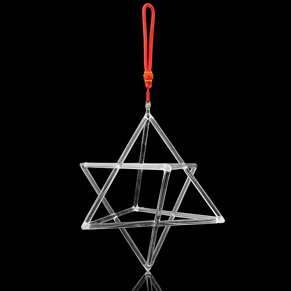YUN QI QING YIN 8 Inch Transparent Chakra Clear Quartz Merkaba Singing Pyramid 432Hz 440Hz Optional Spiritual Vibration Sound Bath Healing Meditation Instrument