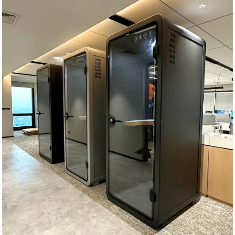 For Modern Indoor/Outdoor Office Pods Telephone Booth Soundproof  with LED Lighting