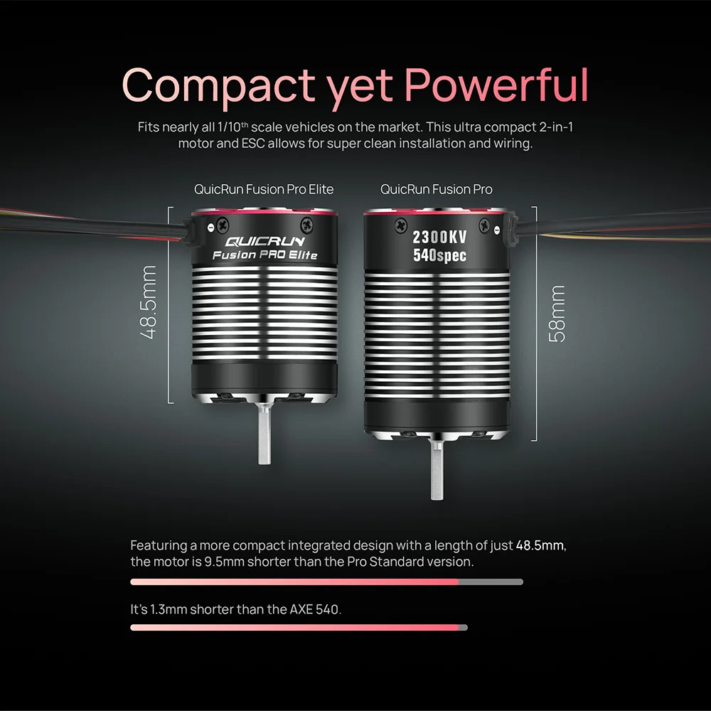 HobbyWing QuicRun Fusion Pro Elite integrated motor, 50 years old, 2300KV, applied to 1/10 RC covered belt car