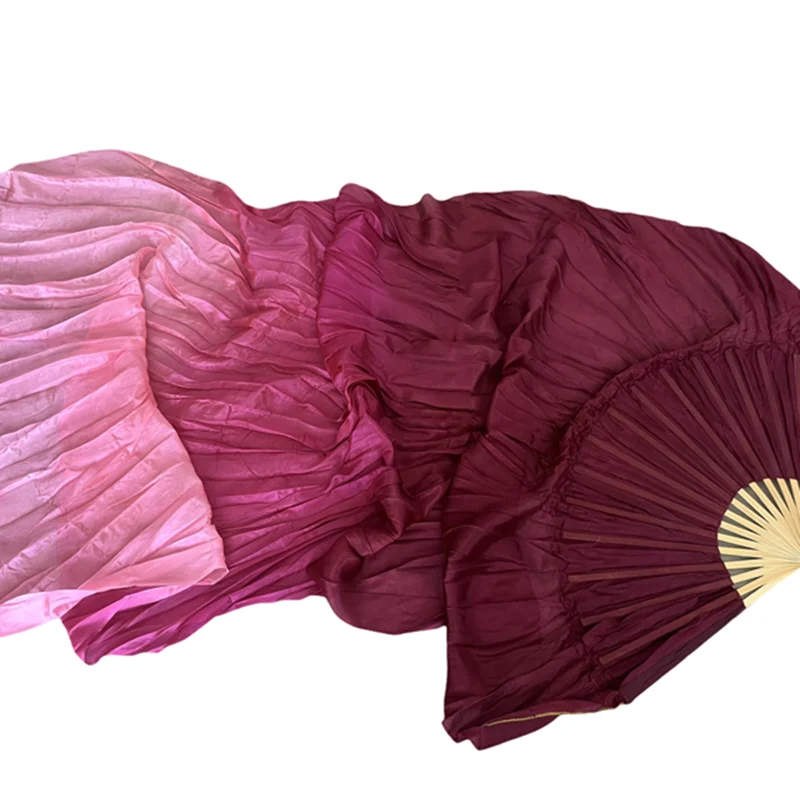 Professional Dance Fan Veils 100% Silk One Pair Bellydance Stage Show Props Gradient Oriental Dance Church Worship Costume 180cm