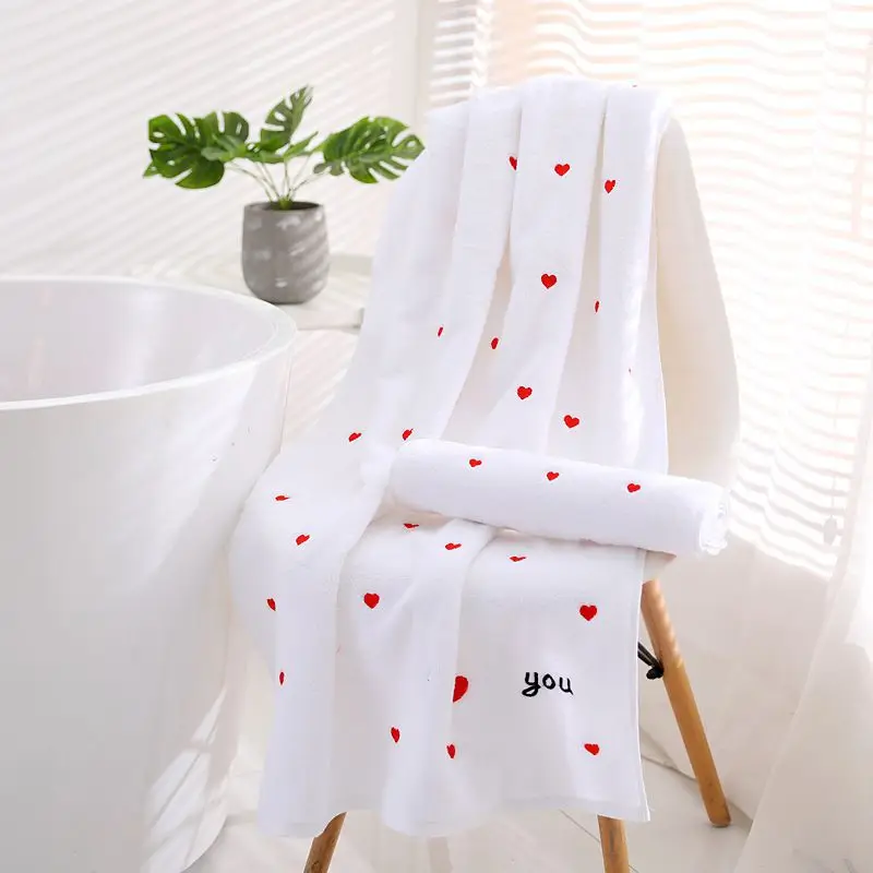 Love Embroidery Bathrooms Accessories For Home Garden Large Shower Bath Towels Beach Large and Thick Bath Towel Gym Spa Hotel