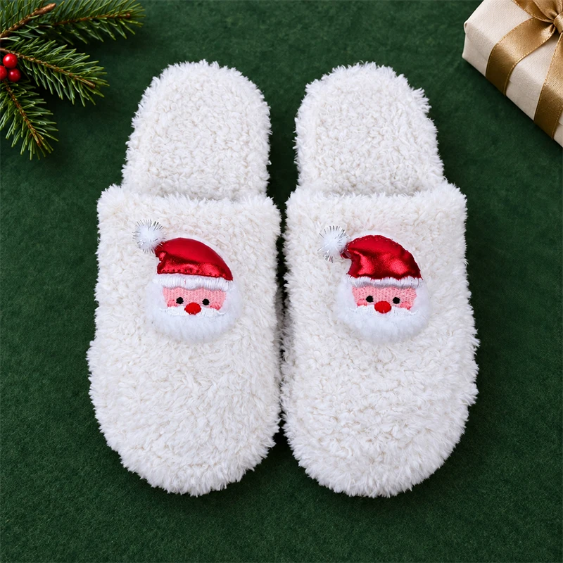 ZUOFU Weihnachts-Plüsch-Hausschuhe für Damen, Herren und Paare, Rentier, Weihnachtsmann, Schneemann, Baum, Glocke, Handschuh, warm, flauschig, rutschfest, für drinnen und zu Hause – Detail 20