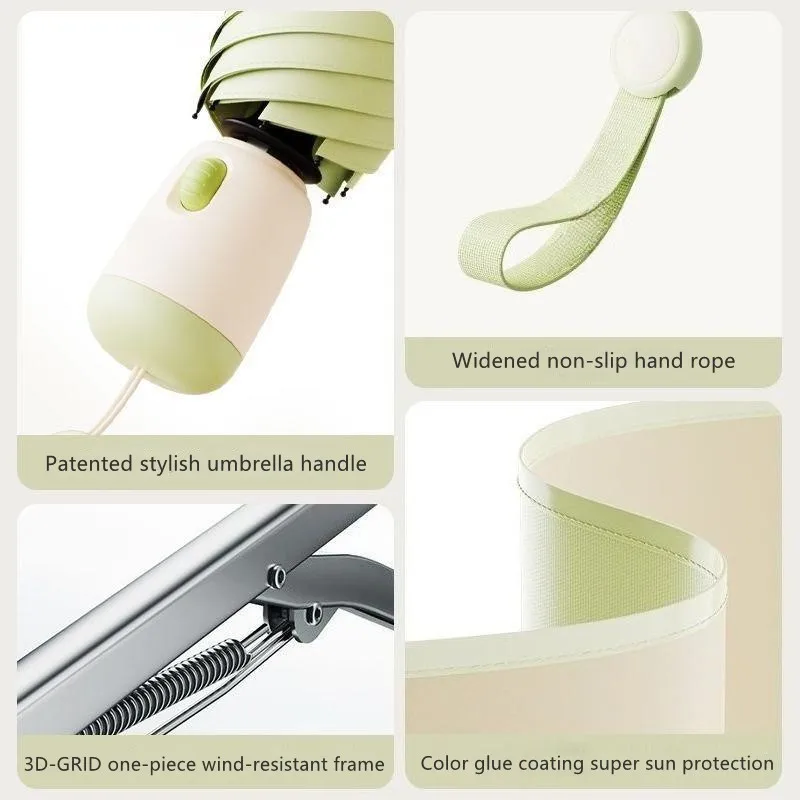 مظلة شمسية بلاستيكية ملونة وخفيفة الوزن وقابلة للطي أوتوماتيكية بالكامل للنساء مظلة للحماية من الأشعة فوق البنفسجية المشمسة والممطرة #6
