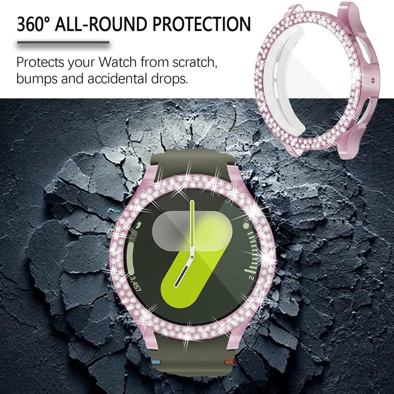 For Samsung Galaxy Watch 7 Case Electroplating Single And Double Row Drill Hard 44Mm Protective Shell