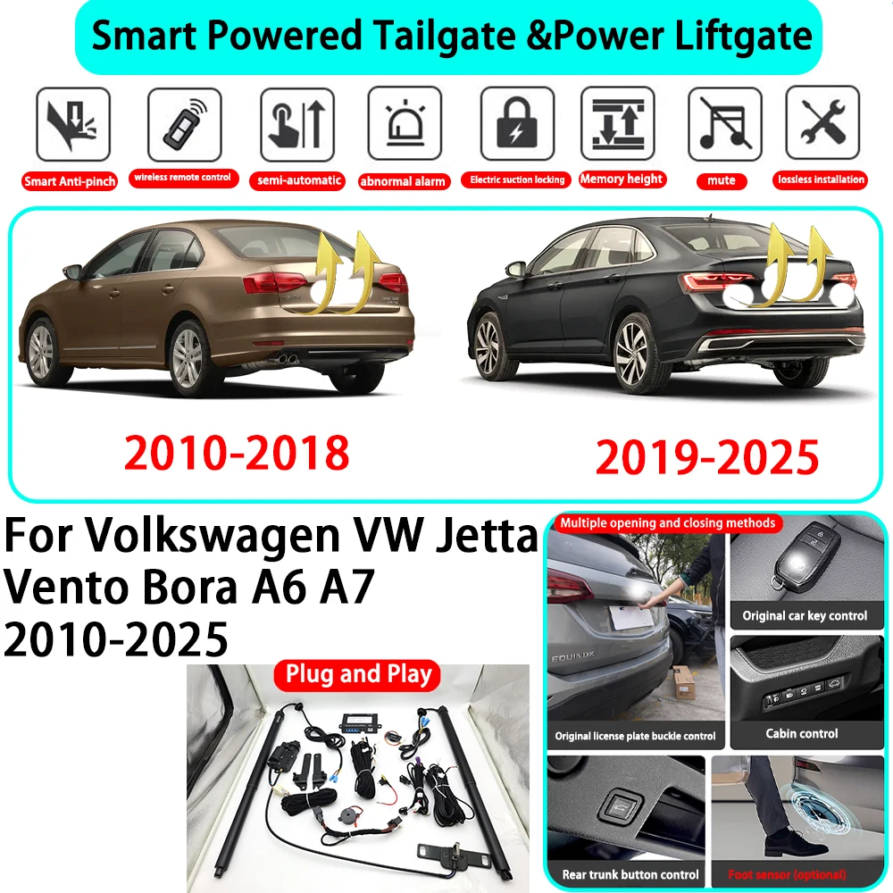 

﻿for Volkswagen VW Jetta Vento Bora A6 A7 2010-2025 Smart Automatic Powered Tailgate Electric Power Tailgate Lift Kit Key Close