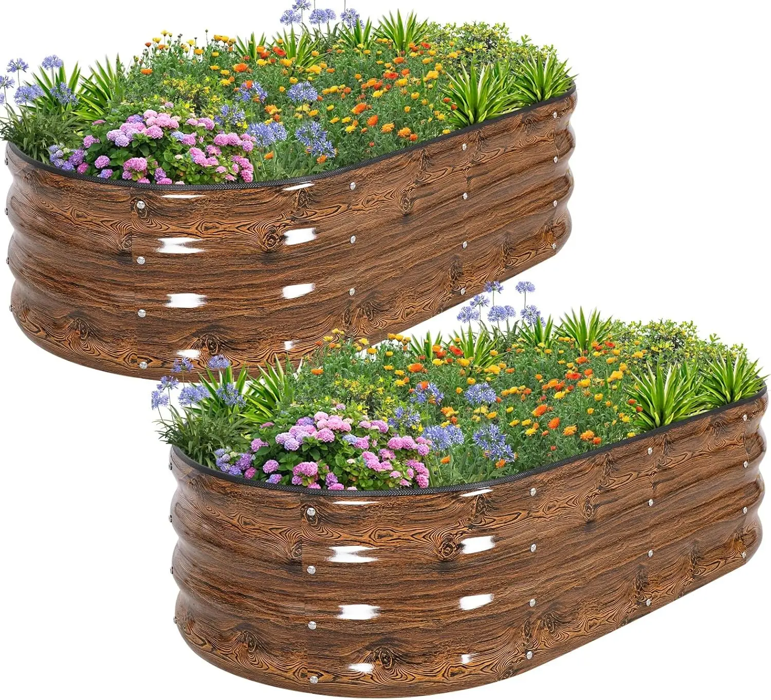 

4x2x1ft Galvanized Metal Raised Garden Bed 2 Pack for Plants, Vegetables, Flowers