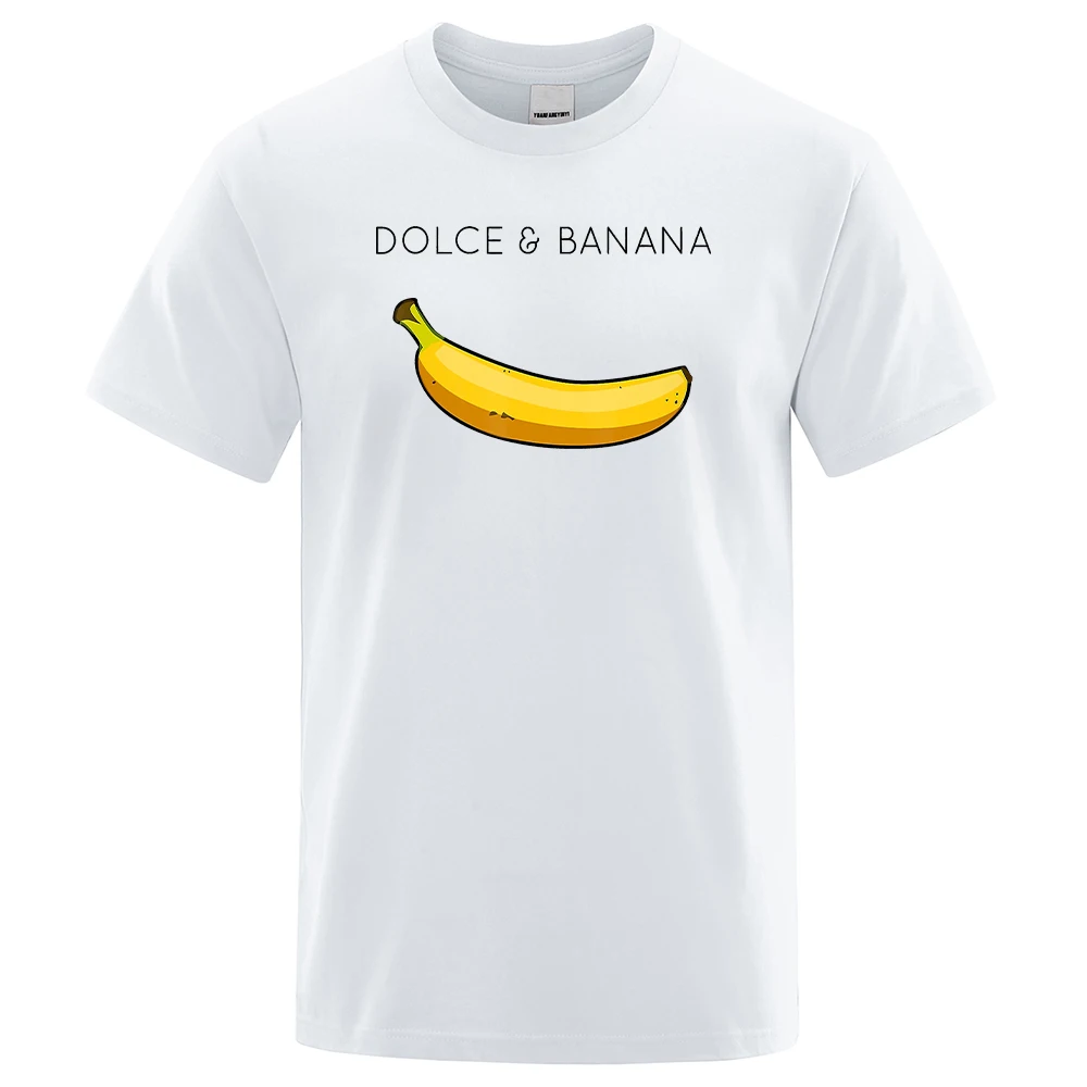 Dolce & Banana Print Mens T-shirts Crewneck Breathable Tops Oversized Comfortable TShirt Men\'s Short Sleeve S-XXXL Tees Shirts