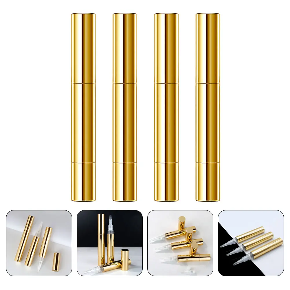

4pcs Empty Makeup Pen Concealer Tube Lip Gloss Dispenser Nail Polish Applicator Travel Refillable Leakproof Light