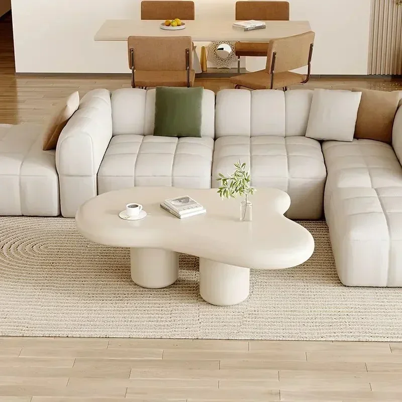 Atmosphere Cream Wind Cloud Blossom Style Living Room Sofa Tea Table Irregular Cloud Table Cute Irregular Indoor Tea Tables