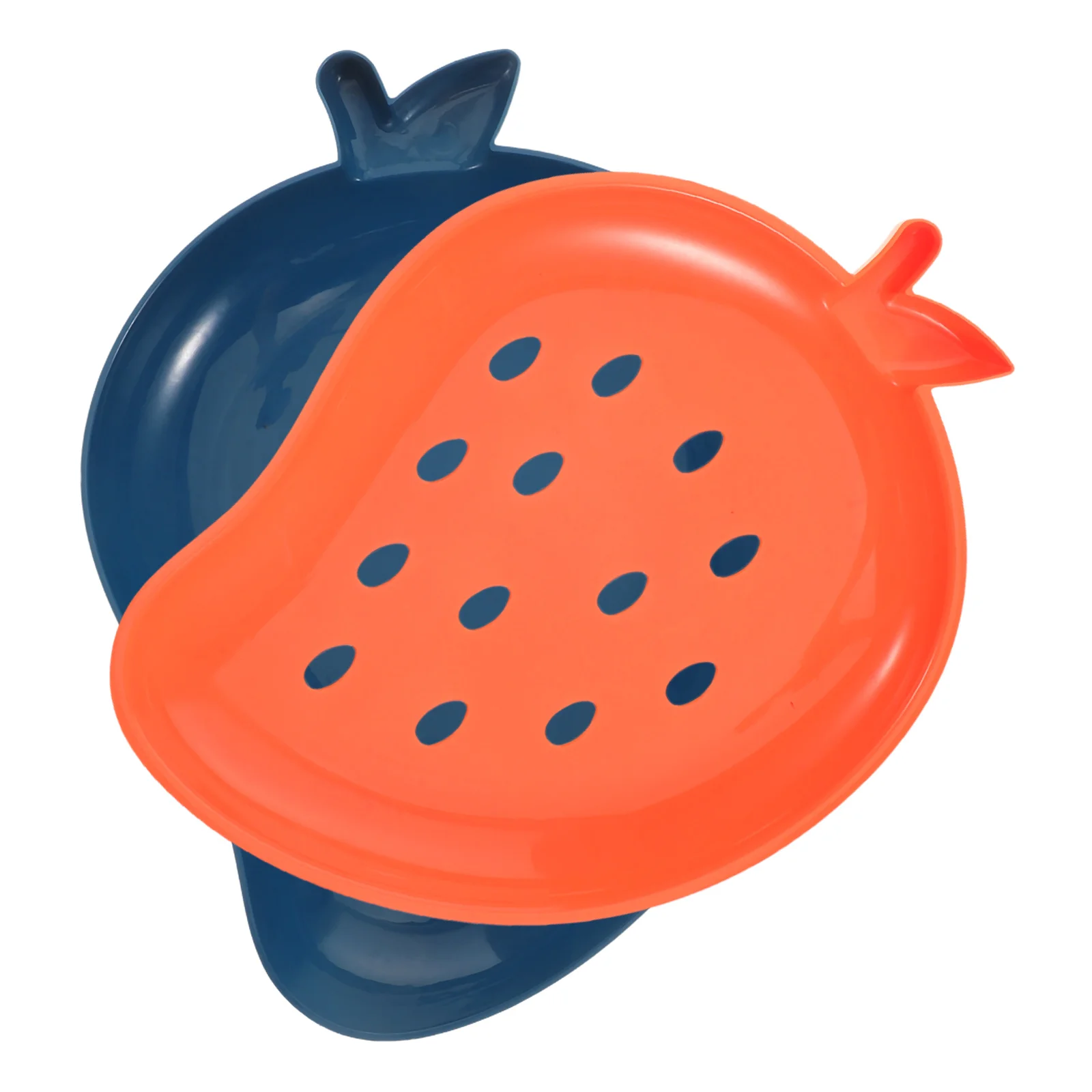 

Drain Fruit Tray Double Layer Blue Red Plastic Snack Plate Washing Bowl Draining Basket Kitchen Colander Strainer Vegetable