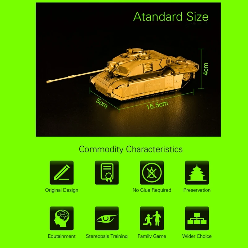 Microworld 3D Three-Dimensional Metal Puzzle Main Battle Tank Educational Toy Model DIY Assembled Tank Creative Gift